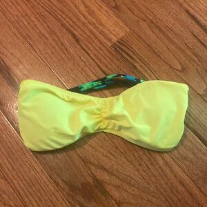 Neon yellow strapless bikini top